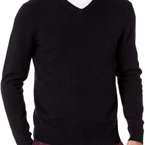 Amazon Essentials Mens Black V Neck Long Sleeve Pullover Sweater Size Small